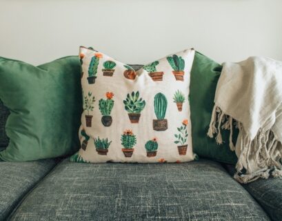 White and Green Throw Pillows
