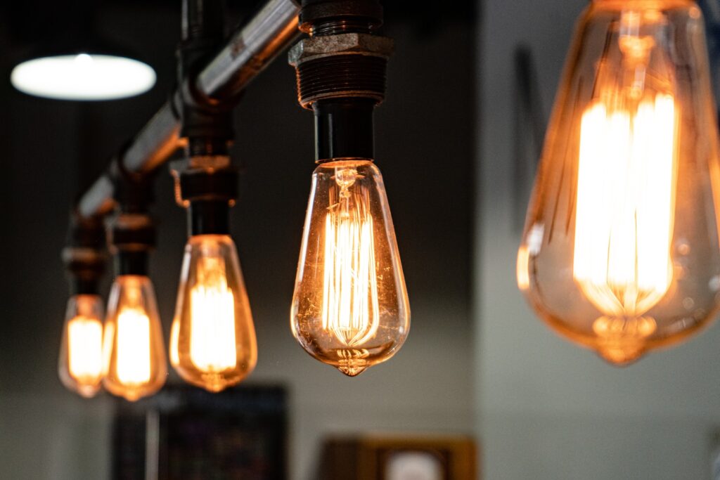 black and brown pendant lamp in kitchen