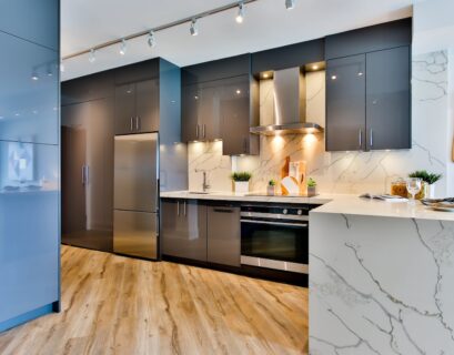 white and black kitchen counter