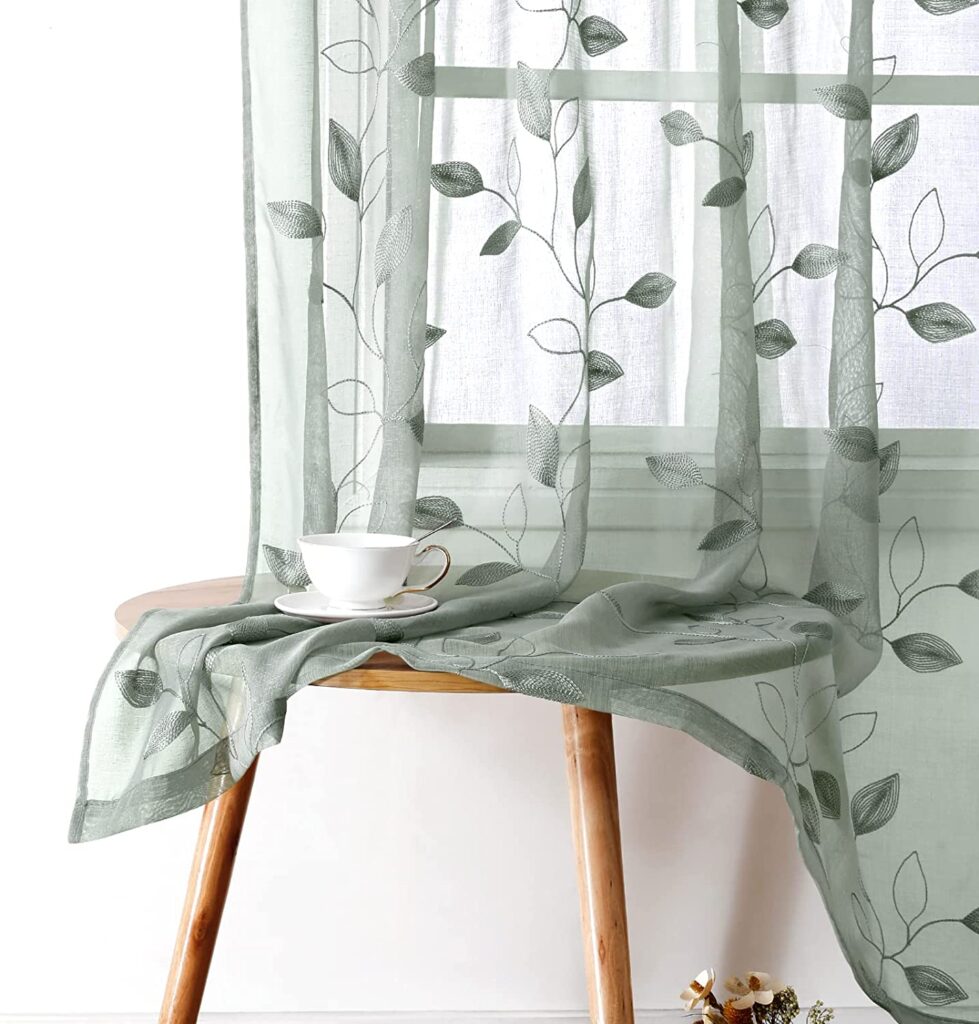 HOMEIDEAS Embroidered Pattern Curtain Panel: Delicate Elegance
